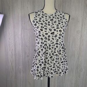 MTS Women's Large Grey Black Animal Print Sleeveless Blouse Top Shirt